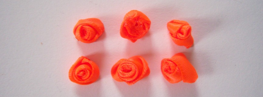 Neon Orange Satin 3/8" Rose Bud