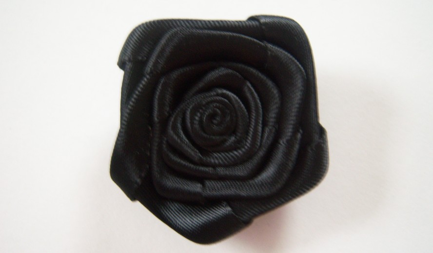Black Satin Ribbon Rose