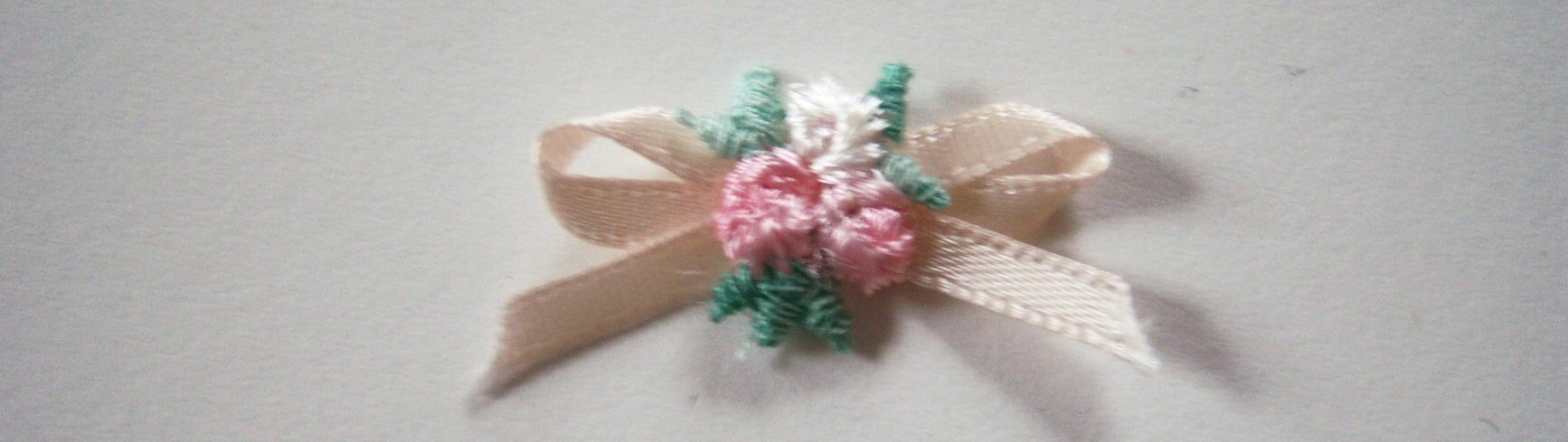 Pink Satin/Blue Tribuds Bow