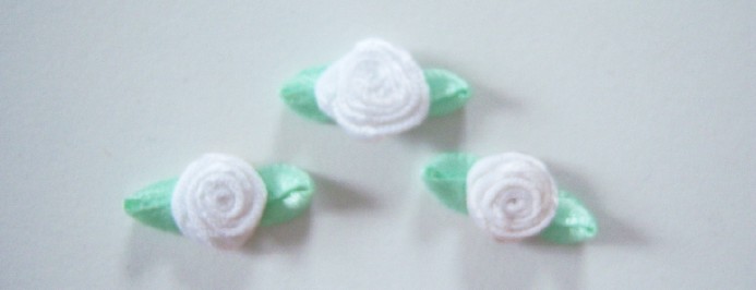 White Satin/Mint Loop 3/4" Rose