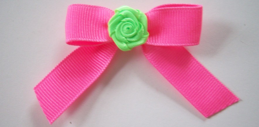 Neon Pink/Green Grosgrain 2" Bow