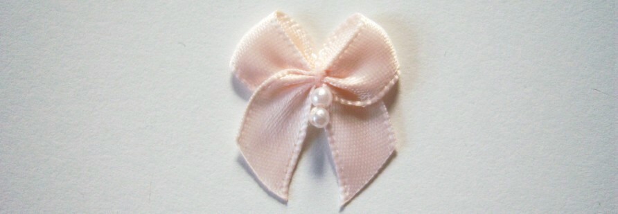 Bisque Satin Two Pearl Bow