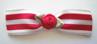 Silver/Red Stripe/Rose Grosgrain Bow Tie