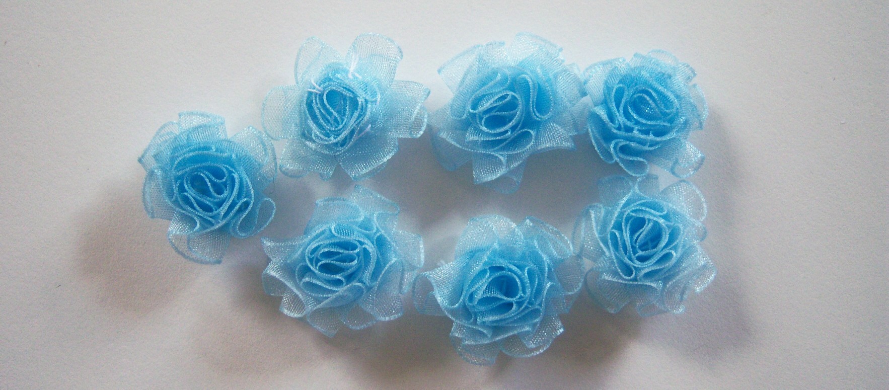 Aqua Organza Ribbon Seven 1" Flower Set