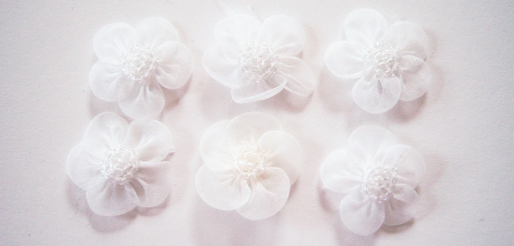 White Four/One Ivory Organza 1" Flower Set