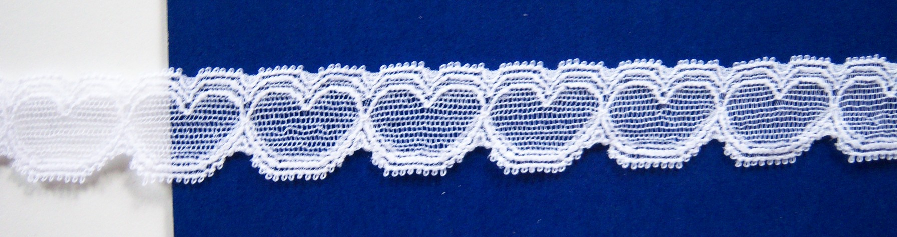 White Open Heart 7/8" Stretch Lace