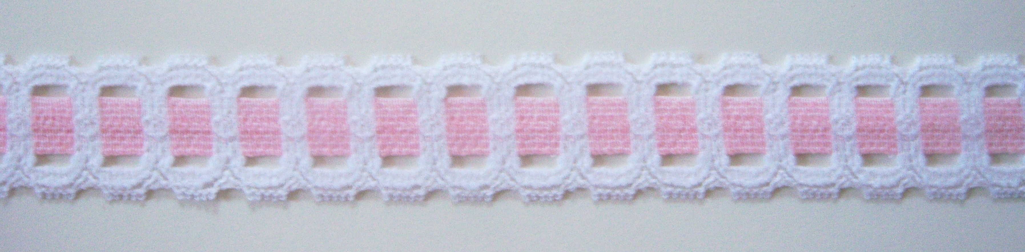 White/Pink 1 1/8" Stretch Lace