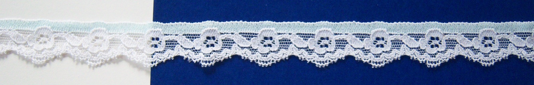 White/Heavenly Blue 7/8" Stretch Lace