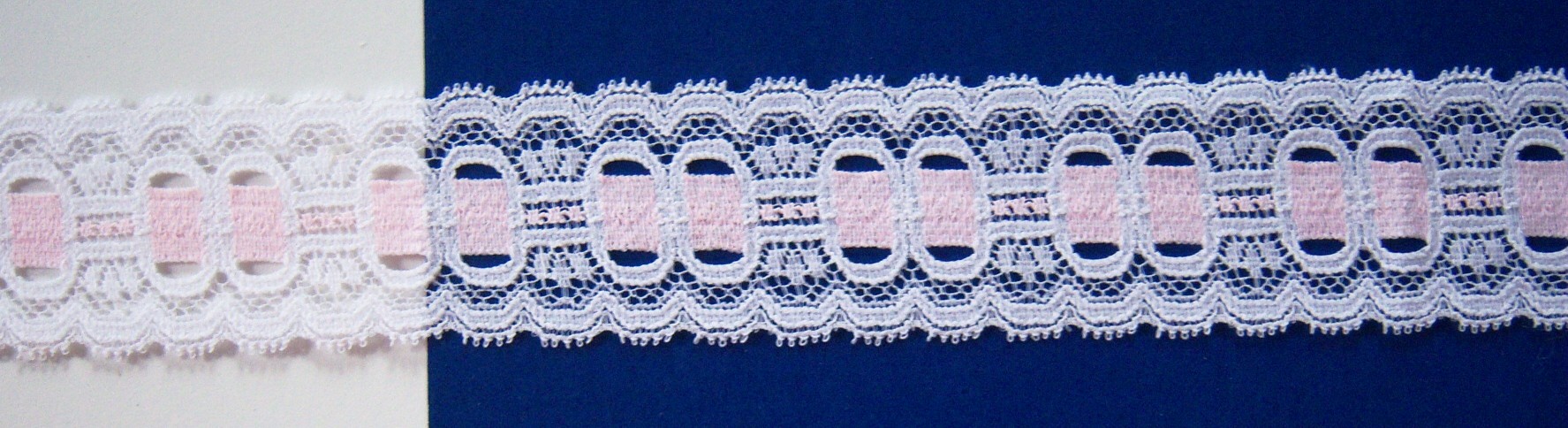 White/Pink Mist 1 3/4" Stretch Lace