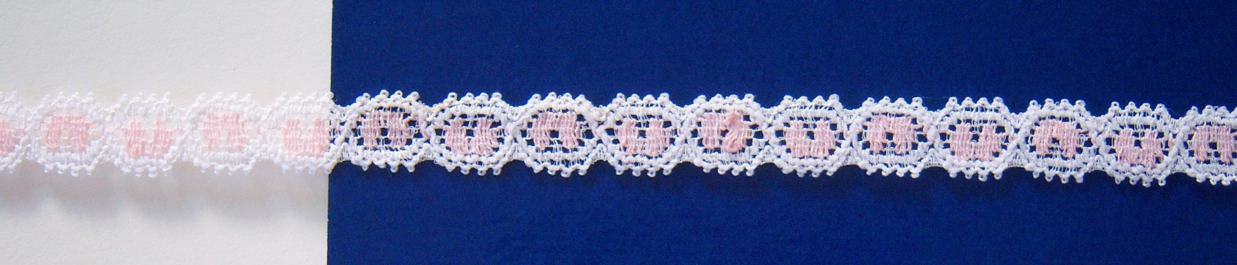White/Pink 5563 1/2" Stretch Lace