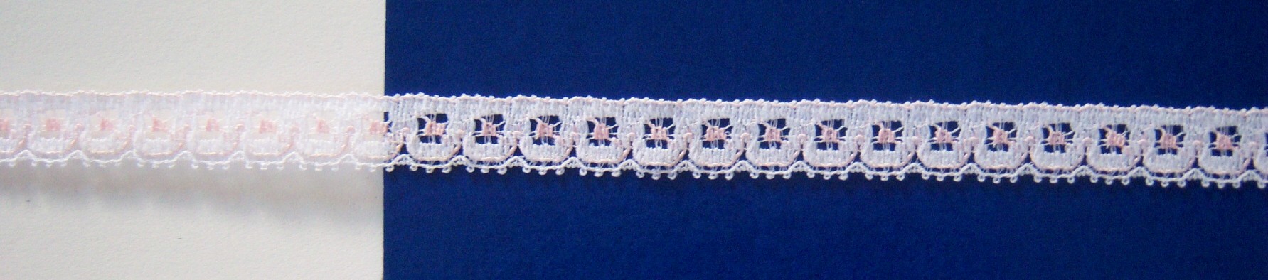 White/Pink 7/16" Stretch Lace