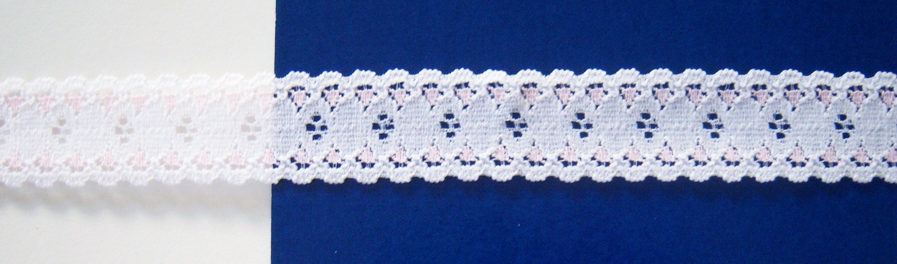 White/Pink 7/8" Stretch Lace