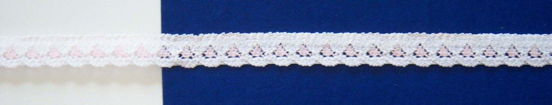 White/Pink 7/16" Stretch Lace