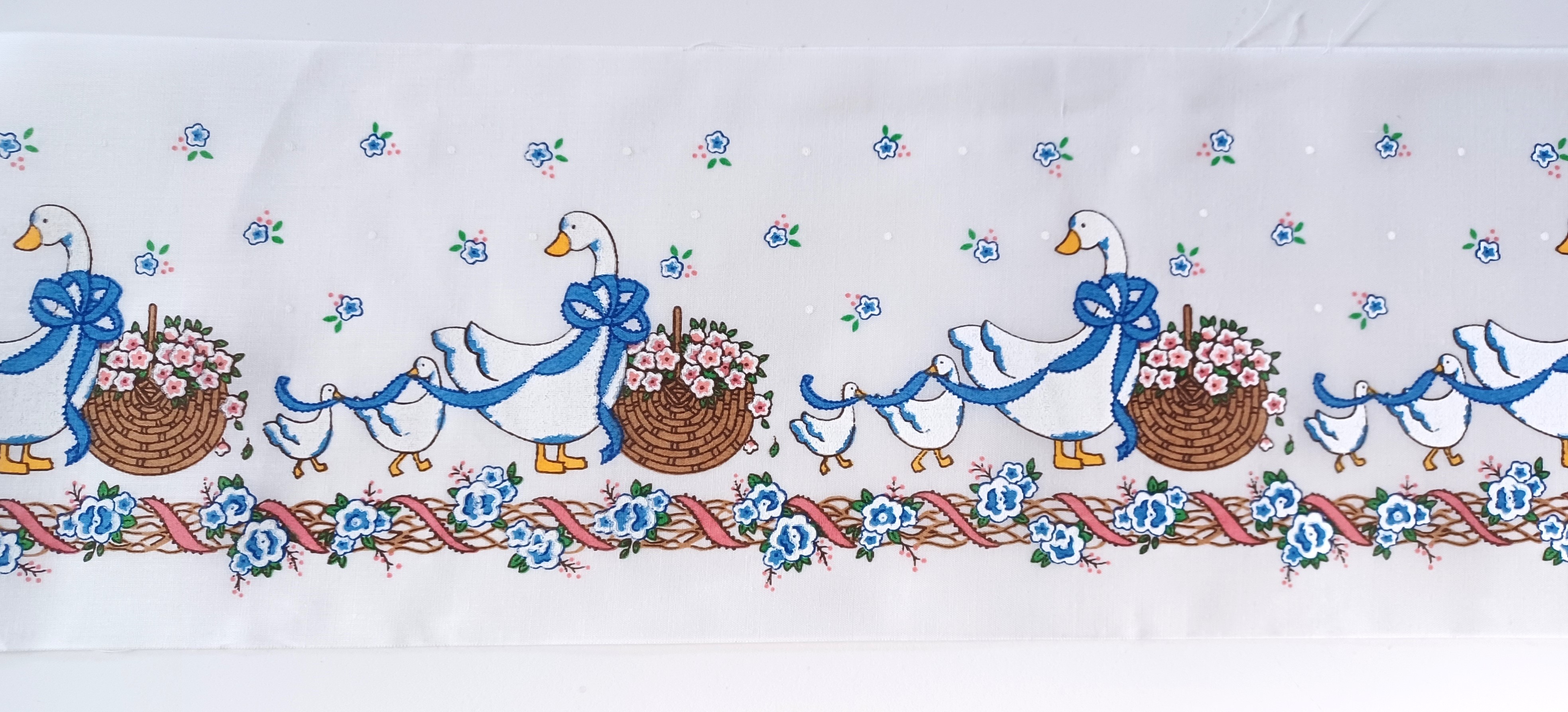Ivory Duck Family 7 1/4" Embroidered Poly/Cotton