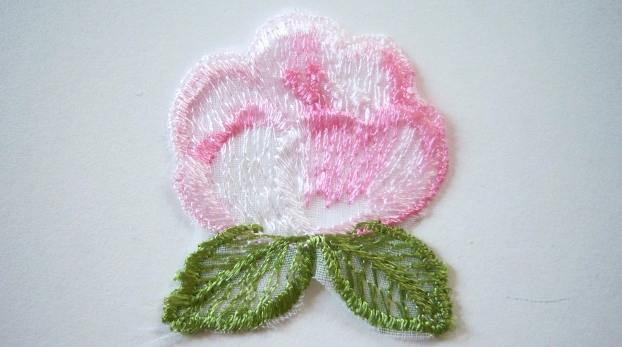 Pink/Fern Embroidered Applique