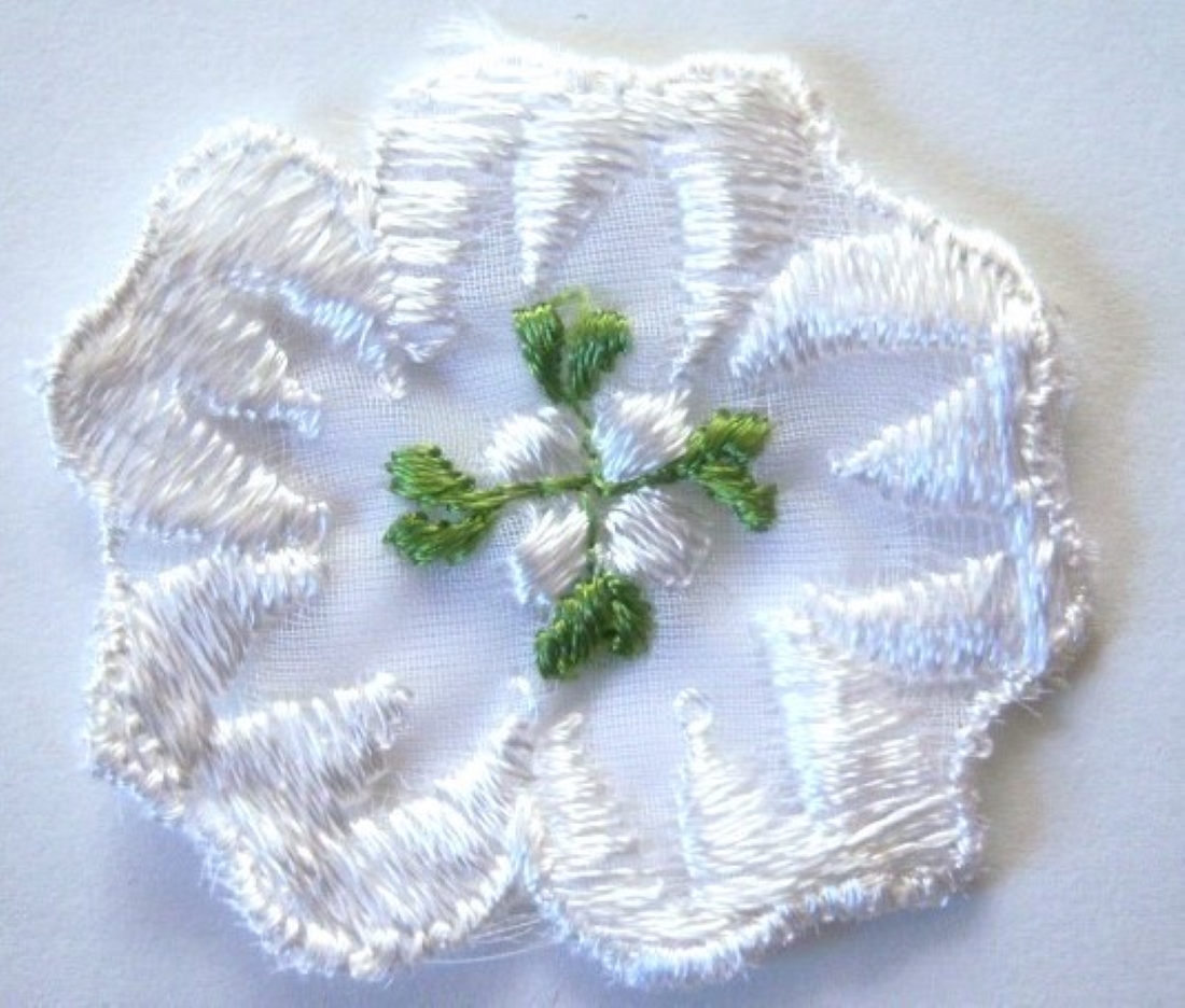 White/Green Organza Flower