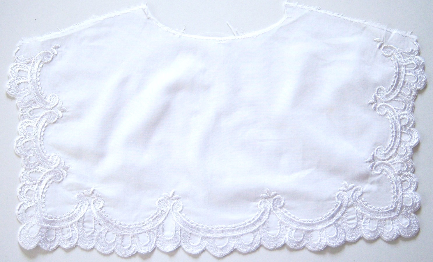 White 16 1/2" Cotton Embroidered Yoke