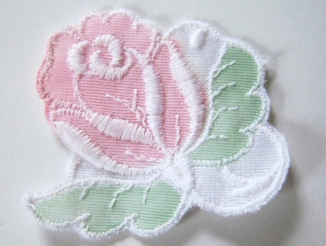 White/Pink/Green Satin Sew On Applique