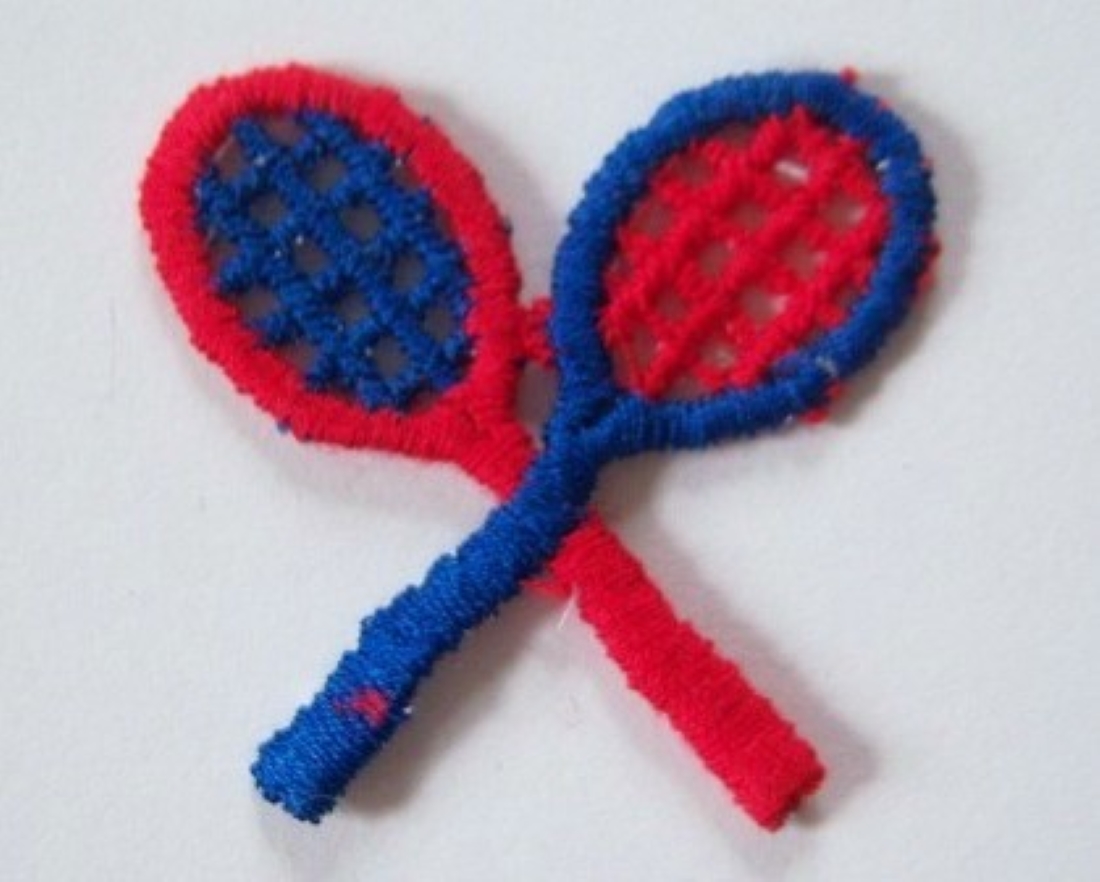 Red/Royal Rackets Sew On Applique