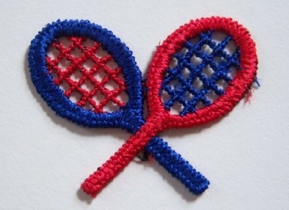 Royal/Red Rackets Sew On Applique