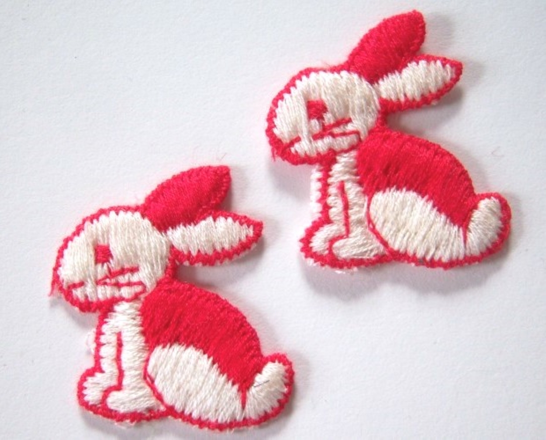 Red/Ivory Bunny Sew On Applique