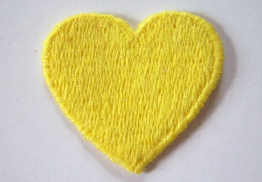 Yellow Embroidered Heart Sew On Applique