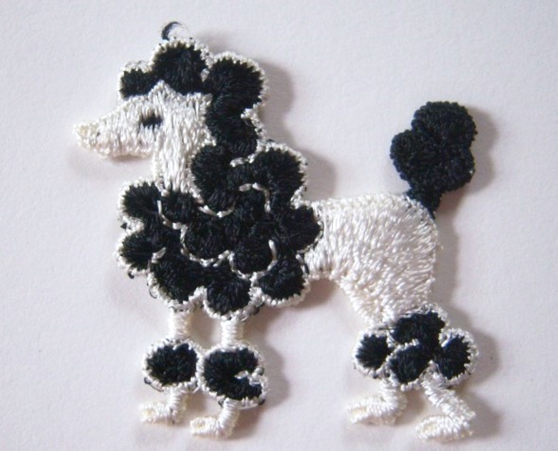 White/Black Poodle Sew On Applique