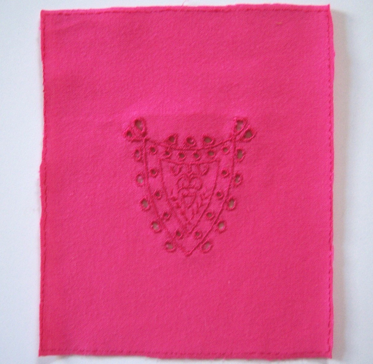 Shocking Pink Embroidered Knit Square
