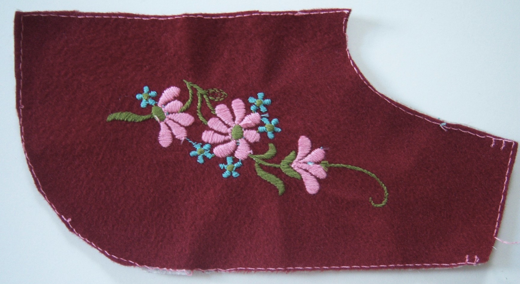 Wine Fleece Embroidered Backed Applique