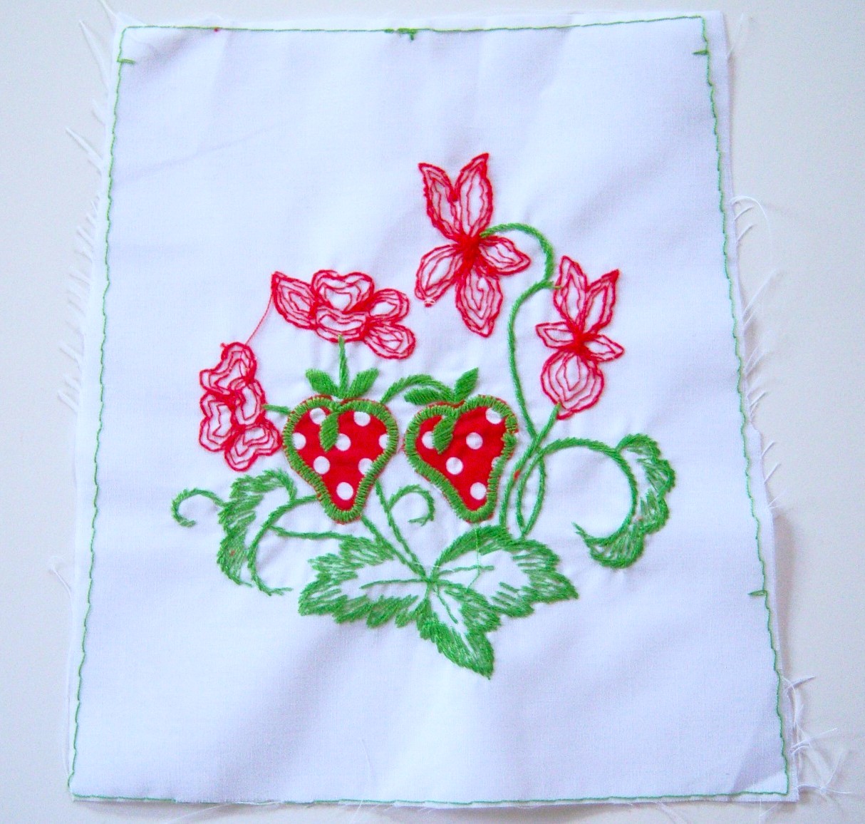 White/Red Embroidered Applique