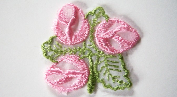 Pink/Green 2" Embroidered Applique