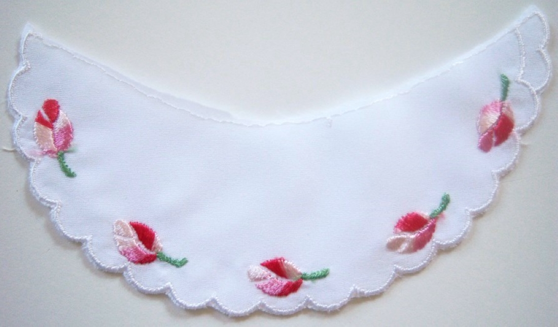 White Rosebud Embroidered Applique