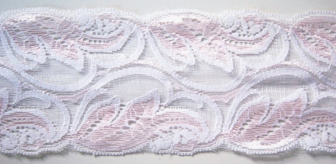 Raval Shiny Pink/White 3 1/4" Nylon Lace