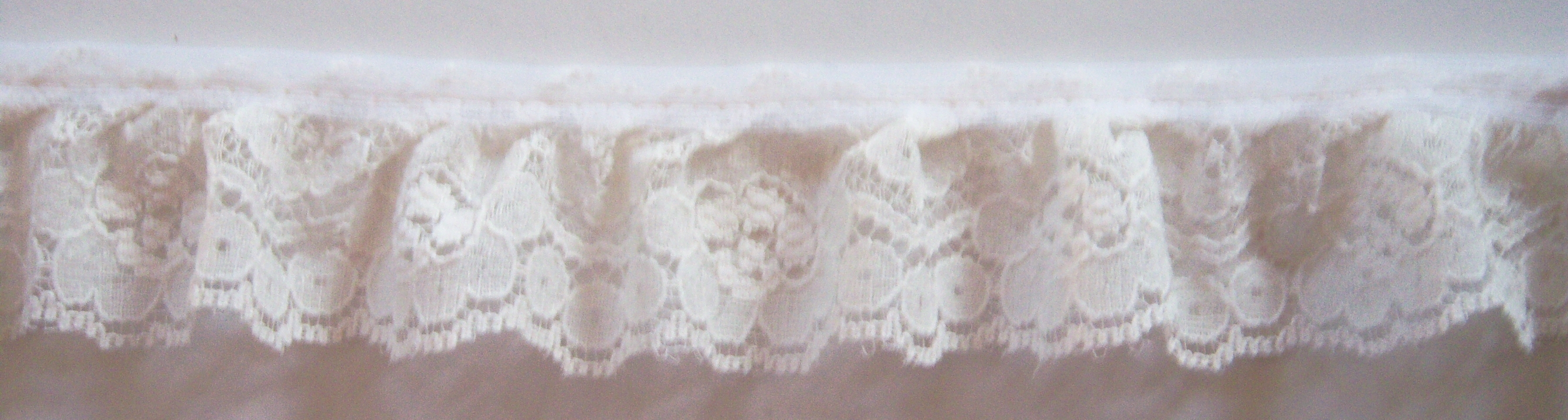 Winter White 1 1/8" Nylon Gathered Lace