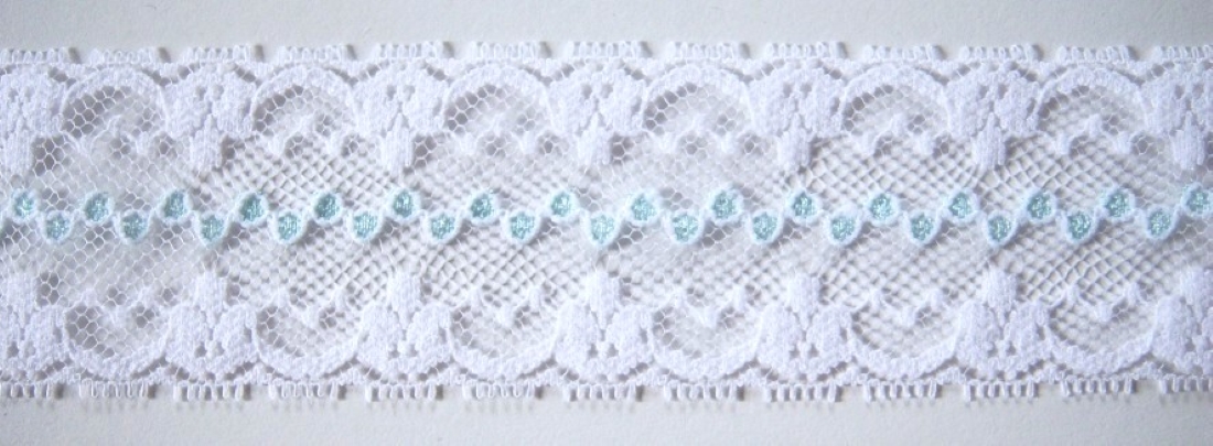 White/Mint 1 9/16" Nylon Lace