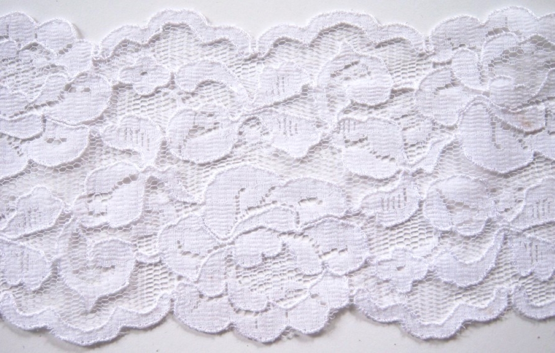 White Embroidered Nylon 4 3/4" Lace