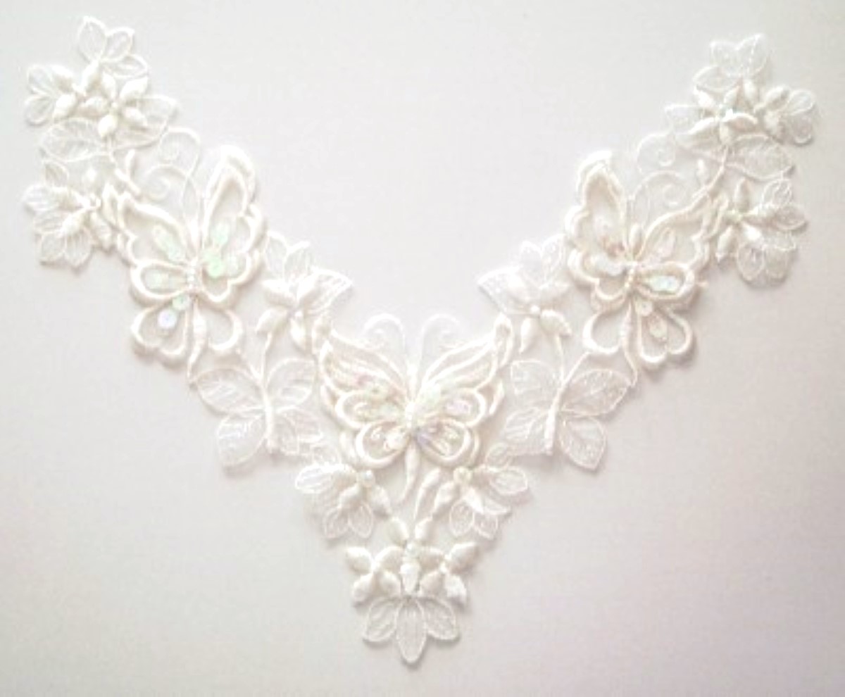 Light Ivory Sequin Butterfly Organza Applique