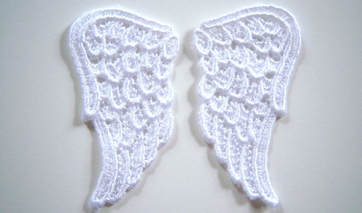 White Angel Wings Venice Lace 2" x 4 1/4" Pair