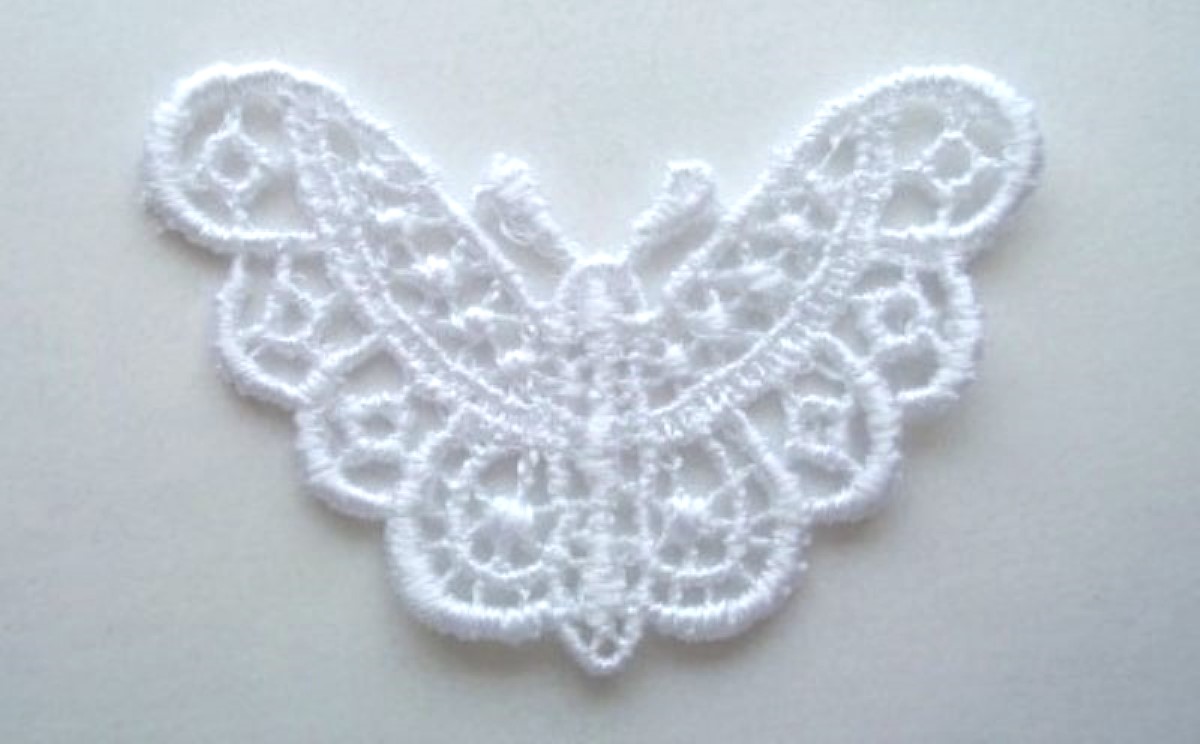 White Butterfly 1 3/4" Venise Lace Applique