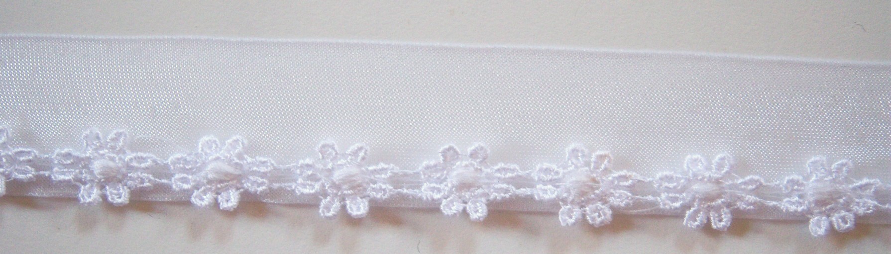 White Venise Lace on 1" Organza