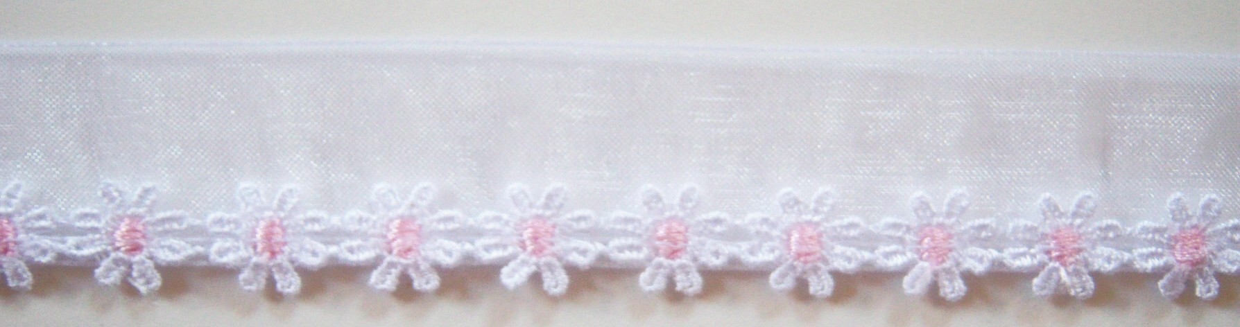 Pink Venise Lace on 1" Organza