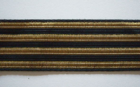 Black/Gold Metallic Stripe 1 3/8" Thick Webbing