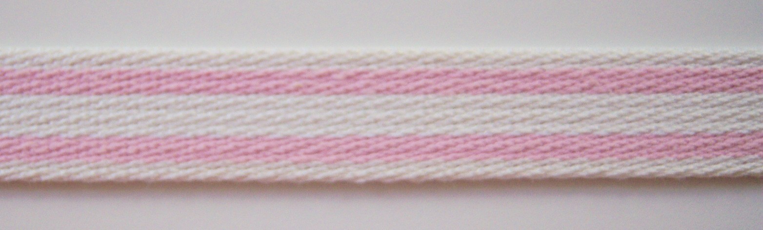 Ivory/Pink Stripe 1" Thick Webbing