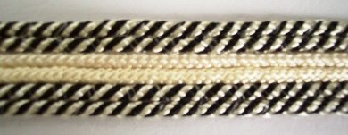 Ivory/Black Cords 1" Braid Webbing