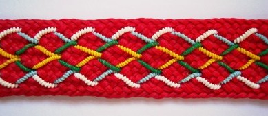 Red/Multi Bead 1" Braid Webbing