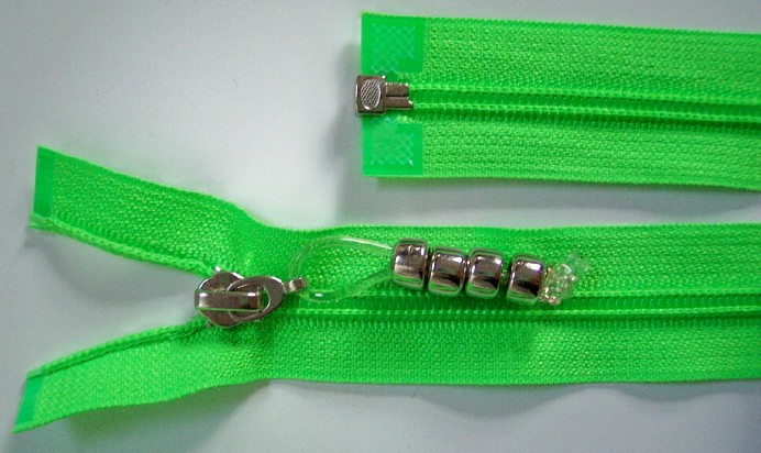 Lime YKK 28" Coil Nickel 4 Bead Pull Separating Zipper