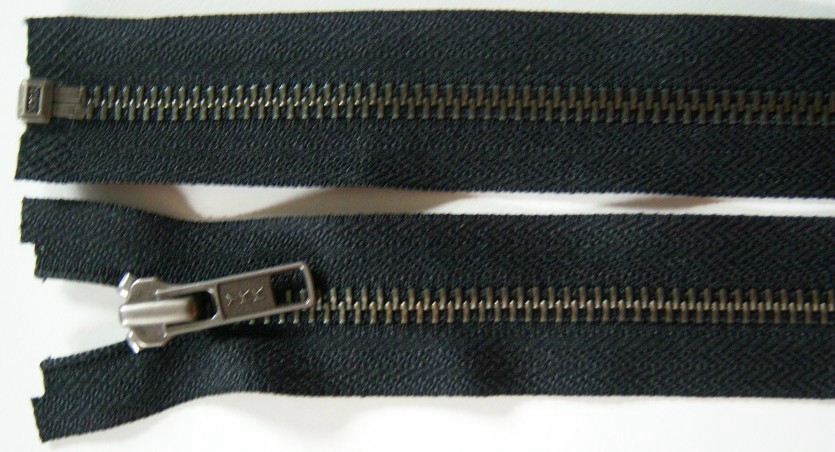 Black/Nickel YKK 22" Metal Separating Zipper