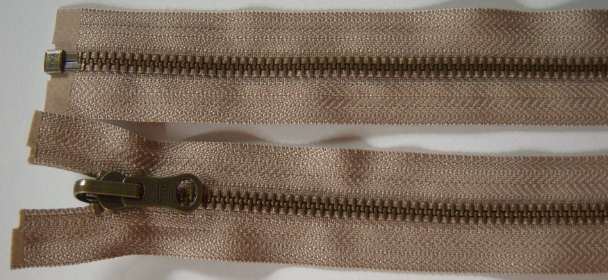 Tan YKK 24 1/2" Reversible Metal Separating Zipper