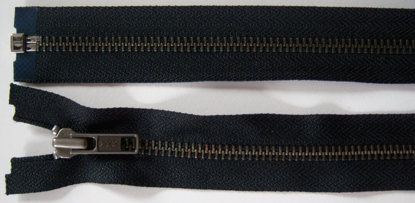 Black YKK 23.5" Metal Separating Zipper