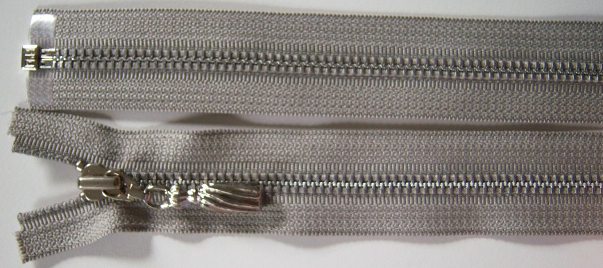 Ascot Grey YKK 23" Metal Nickel Tassel Pull Separating Zipper